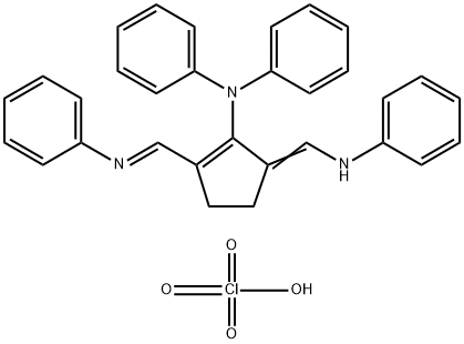 N-苯基-N-[5-[(苯基氨基)亚甲基]-2-[(苯基亚氨基)甲基]-1-环戊烯-1-基]苯胺高氯酸盐分子式结构图