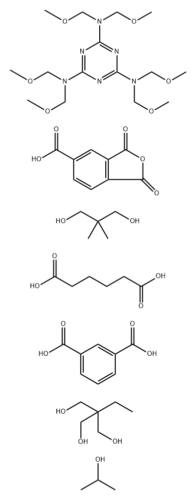 1,3-Benzenedicarboxylic acid, polymer with 1,3-dihydro-1,3-dioxo-5-isobenzofurancarboxylic acid, 2,2-dimethyl-1,3-propanediol, 2-ethyl-2-(hydroxymethyl)-1,3-propanediol, N,N,N',N',N'',N''-hexakis( methoxymethyl)-1,3,5-triazine-2,4,6-triamine and hexanedio分子式结构图