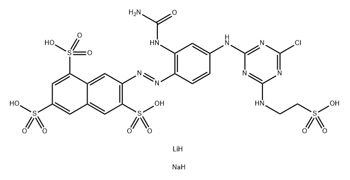 Lithium and sodium salt of 7-[4-[4-chloro-6- (2-sulfoethylamino)-1,3,5-triazine-2-ylamino]-2-ureidophenylazo]-1,3,6-naphthalene-trisulfonic acid分子式结构图