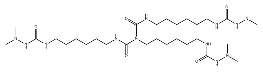 11-[6-[[(2,2-Dimethylhydrazino)carbonyl]amino]hexyl]-10, 12-dioxo-2,9,11,13,20-pentaazaheneicosanedioic acid, bis(2,2-dimethylhydrazide)分子式结构图