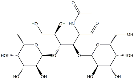 O-fucopyranosyl-(1--3)-O-galactopyranosyl-(1--4)-2-acetamido-2-deoxyglucopyranose (N-acetyl-3'-O-fucopyranosyllactosamine)分子式结构图