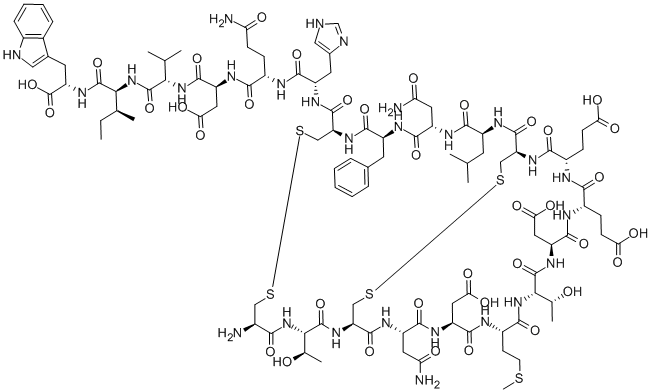 CYS-THR-CYS-ASN-ASP-MET-THR-ASP-GLU-GLU-CYS-LEU-ASN-PHE-CYS-HIS-GLN-ASP-VAL-ILE-TRP(DISULFIDE BRIDGE: CYS1-CYS15, CYS3-CYS11)分子式结构图