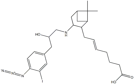 9,11-dimethylmethano-11,12-methano-16-(3-iodo-4-azidophenyl)-13,14-dihydro-13-aza-15-tetranorthromboxane A2分子式结构图