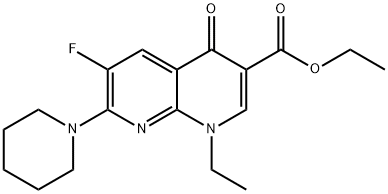 1-ETHYL-6-FLUORO-4-OXO-7-PIPERIDIN-1-YL-1,4-DIHYDRO-[1,8]NAPHTHYRIDINE-3-CARBOXYLIC ACID ETHYL ESTER分子式结构图