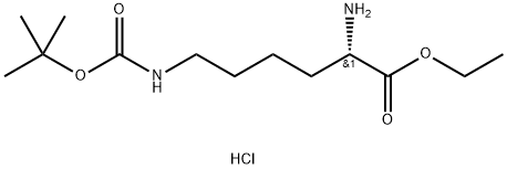 D-6-N-BOC-赖氨酸乙酯盐酸(R-2-氨基-6-叔丁氧酰胺-己酸乙酯盐酸盐)分子式结构图