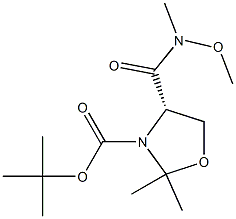 (S)-3-N-BOC-4-(甲氧基-甲基-氨基甲酰胺基)-2,2-二甲基噁唑烷分子式结构图