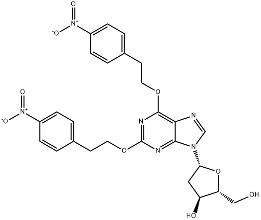 2,6-BIS-O-[2-(4-NITROPHENYL)ETHYL]-2'-DEOXYXANTHOSINE分子式结构图