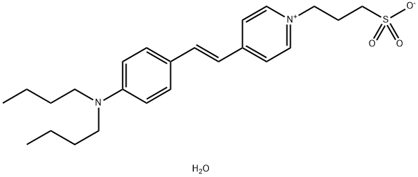 反-4-[4-(二丁基氨基)苯乙烯]-1-(3-硫丙基)吡啶内盐水合物分子式结构图