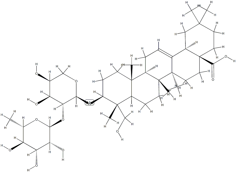 HEDERAGENIN-3-O-Α-L-RHAMNOPYRANOSYL (1→2)-Α-L-ARABINOPYRANOSIDE分子式结构图