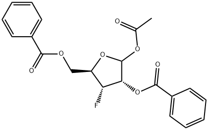 3-脱氧-3-氟-D-呋喃核糖 1-乙酸酯 2,5-二苯甲酸酯分子式结构图