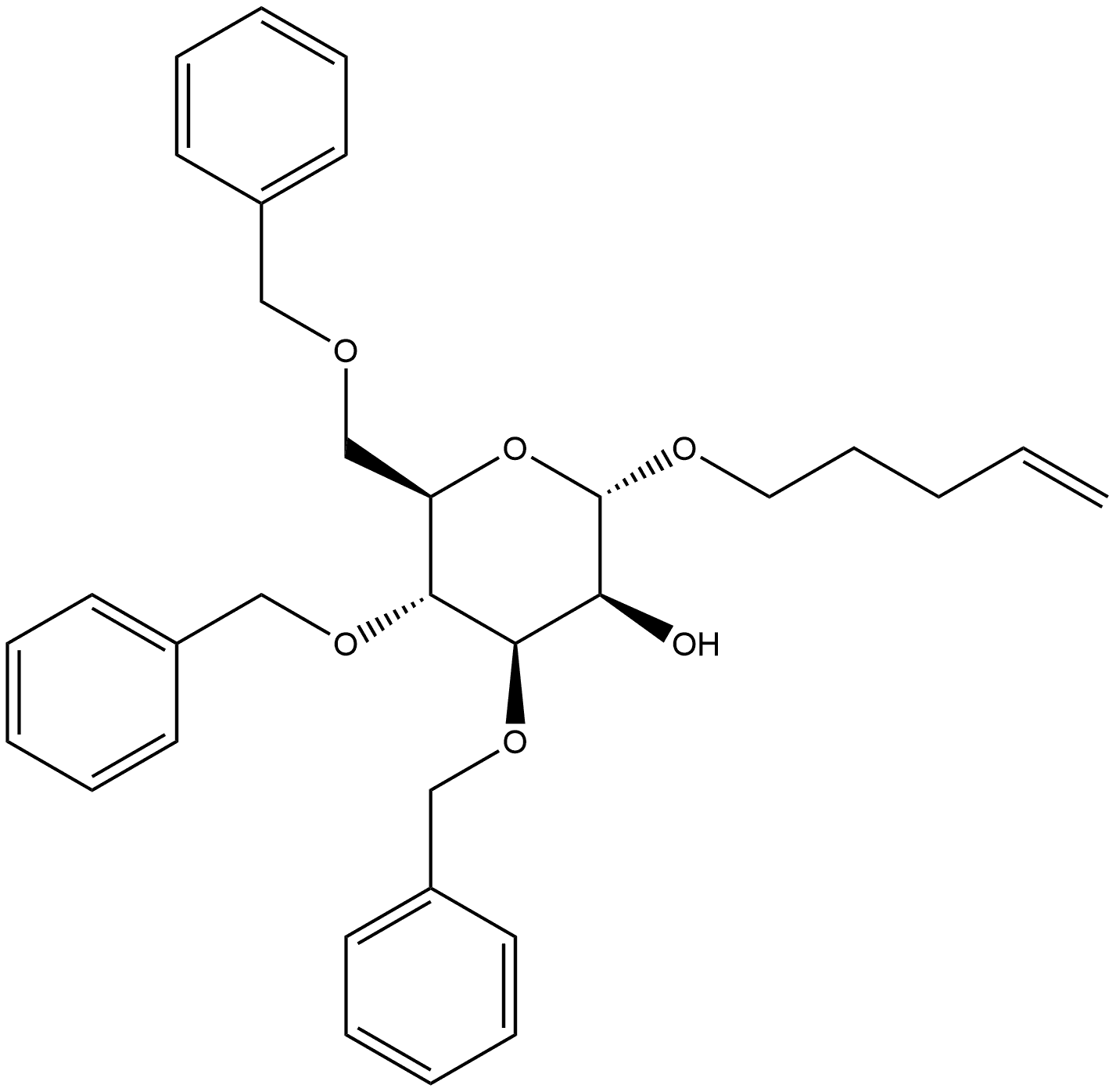 4-Pentenyl 3,4,6-tri-O-benzyl-β-D-glucopyranoside分子式结构图