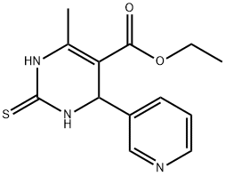 嘧啶-5-甲酸,1,2,3,4-四氢-6-甲基-4-(3-吡啶基)-2-硫代-,乙酯分子式结构图