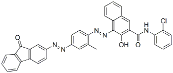 2-Naphthalenecarboxamide, N-(2-chlorophenyl)-3-hydroxy- 4-[[2-methyl-4-[(9-oxo-9H-fluoren-2-yl)azo]phenyl ]azo]-分子式结构图