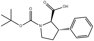 (2R,3S)-1-(tert-butoxycarbonyl)-3-phenylpyrrolidine-2-carboxylic acid分子式结构图