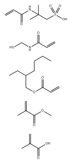 2-Propenoic acid, 2-methyl-, polymer with 2-ethylhexyl 2-propenoate, N-(hydroxymethyl)-2-propenamide, methyl 2-methyl-2-propenoate and 2-methyl-2-[(1-oxo-2-propenyl) amino]-1-propanesulfonic acid分子式结构图