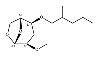 .beta.-D-ribo-Hexopyranose, 1,6-anhydro-3-deoxy-2-O-methyl-4-O-(2-methylpentyl)-分子式结构图