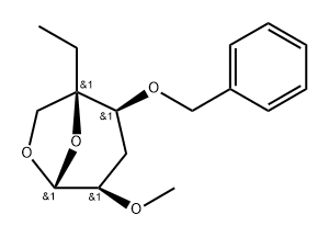 .beta.-D-ribo-Hexopyranose, 1,6-anhydro-3-deoxy-5-C-ethyl-2-O-methyl-4-O-(phenylmethyl)-分子式结构图