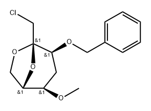 .beta.-L-ribo-2-Heptulopyranose, 2,7-anhydro-1-chloro-1,4-dideoxy-5-O-methyl-3-O-(phenylmethyl)-分子式结构图