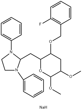 .alpha.-D-ribo-Hexopyranoside, methyl 3,6-dideoxy-6-(1,3-diphenyl-2-imidazolidinyl)-4-O-(2-fluorophenyl)methyl-2-O-methyl-, monosodium salt分子式结构图