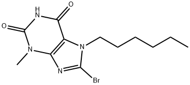 8-Bromo-7-hexyl-3-methyl-3,7-dihydro-purine-2,6-dione分子式结构图