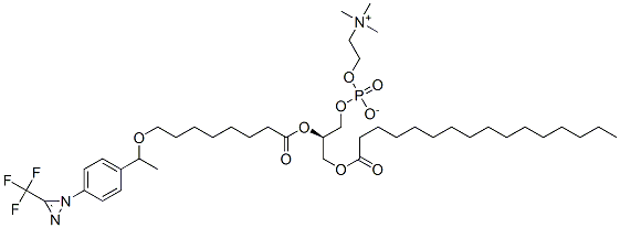 1-palmitoyl-2-(10-(4-((trifluoro-methyl)diazirinyl)phenyl)-9-oxaundecanoyl)-sn-glycero-3-phosphocholine分子式结构图