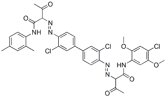 Butanamide, N-(4-chloro-2,5-dimethoxyphenyl) -2-[[3,3'-dichloro-4'-[[1-[[(2,4-dimethylphenyl )amino]carbonyl]-2-oxopropyl]azo][1,1'-bipheny l]-4-yl]azo]-3-oxo-分子式结构图