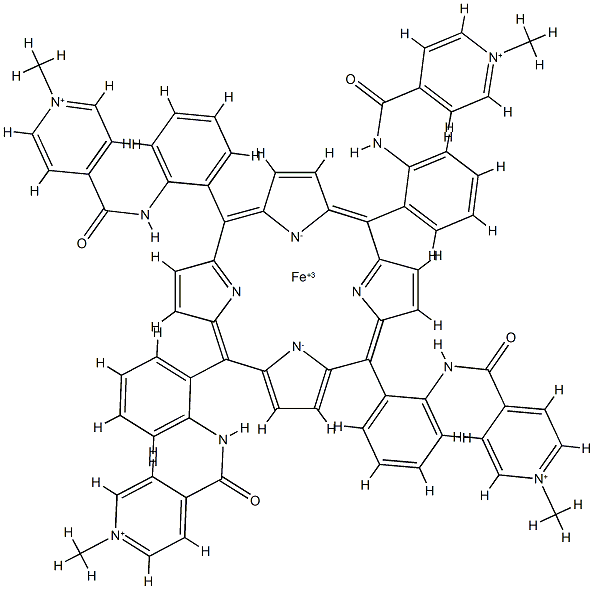 Fe(III)-alpha,alpha,alpha,beta-tetra-ortho-(N-methyl-isonicotinamidophenyl)porphyrin分子式结构图