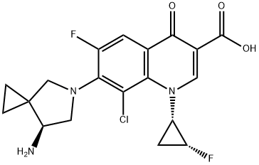 7-[(7S)-7-氨基-5-氮杂螺[2.4]庚烷-5-基]-8-氯-6-氟-1-[(1S,2R)-2-氟环丙基]-1,4-二氢-4-氧代-3-喹啉甲酸分子式结构图