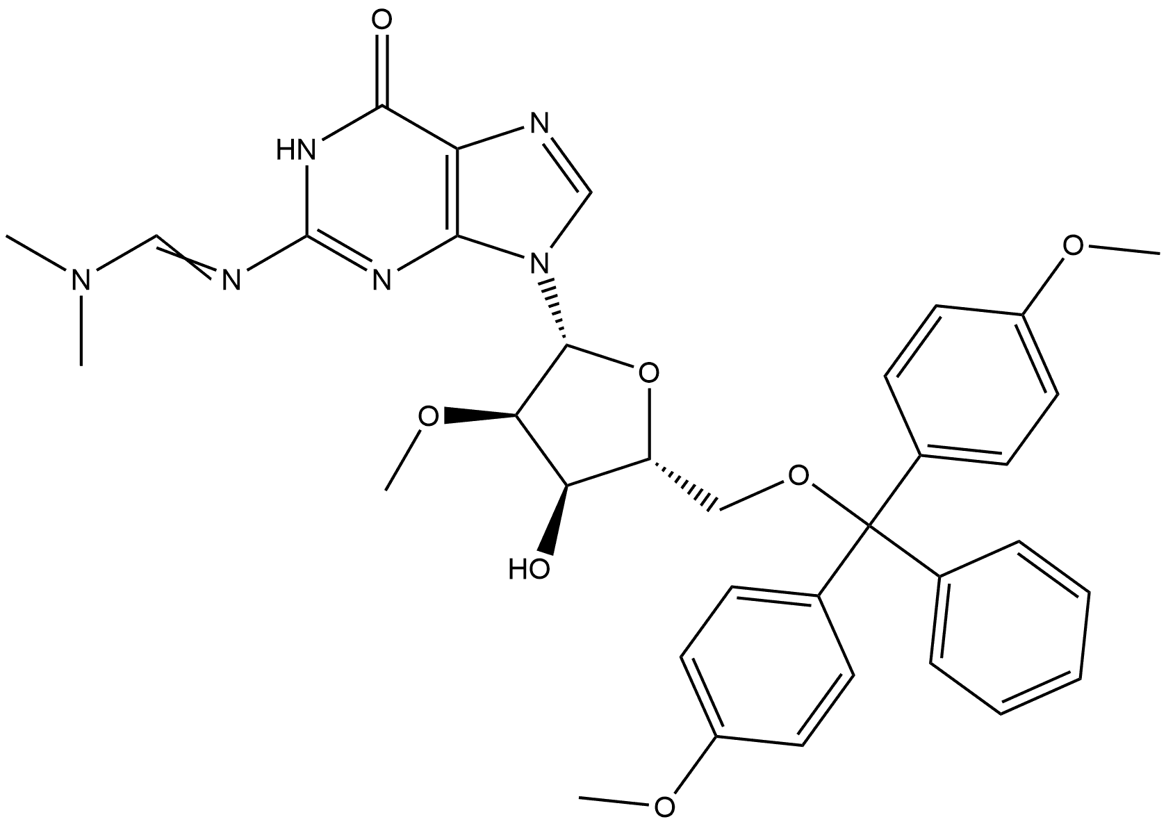 N2-DMF-5'-O-DMT-2'-O-methylguanosine分子式结构图