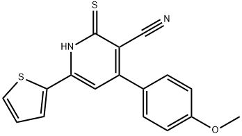 2-Mercapto-4-(4-methoxy-phenyl)-6-thiophen-2-yl-nicotinonitrile分子式结构图