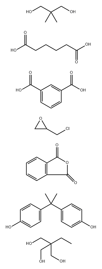 1,3-Benzenedicarboxylic acid, polymer with (chloromethyl)oxirane, 2,2-dimethyl-1,3-propanediol, 2-ethyl-2-(hydroxymethyl)-1,3-propanediol, hexanedioic acid, 1,3-isobenzofurandione and 4,4-(1-methylethylidene)bisphenol分子式结构图