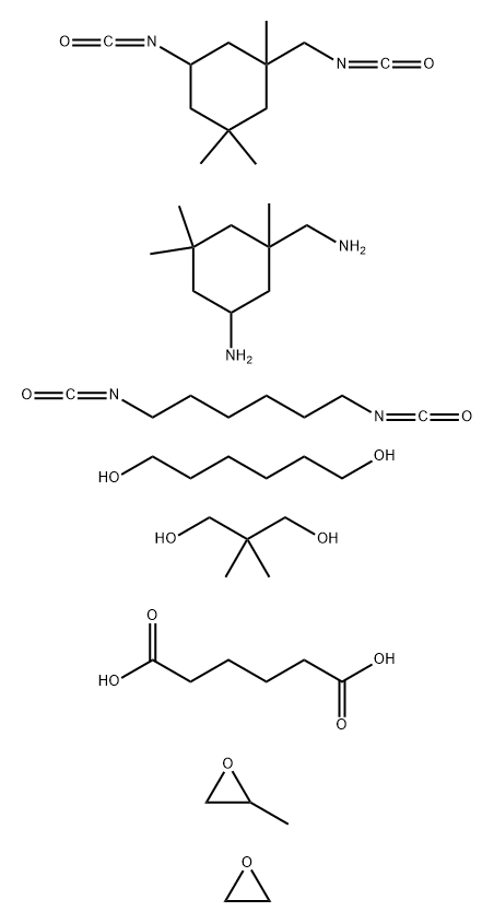 Hexanedioic acid, polymer with 5-amino-1,3,3-trimethylcyclohexanemethanamine, 1,6-diisocyanatohexane, 2,2-dimethyl-1,3-propanediol, 1,6-hexanediol, 5-isocyanato-1-(isocyanatomethyl) -1,3,3-trimethylcyclohexane, methyloxirane and oxirane, block分子式结构图