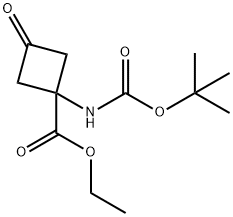 1-[(叔丁氧羰基)氨基]-3-氧代环丁烷羧酸乙酯分子式结构图