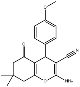 2-氨基-4-(4-甲氧基苯基)-7,7-二甲基-5-氧代-5,6,7,8-四氢-4H-亚甲基-3-腈分子式结构图