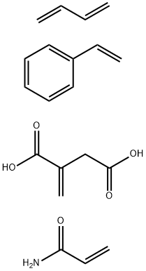 Butanedioic acid, methylene-, polymer with 1,3-butadiene, ethenylbenzene and 2-propenamide, ammonium salt分子式结构图