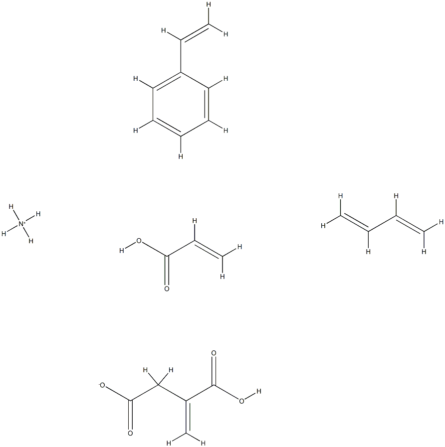 Butanedioic acid, methylene-, polymer with 1,3-butadiene, ethenylbenzene and 2-propenoic acid, ammonium salt分子式结构图