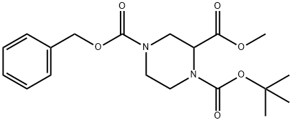 N-1-BOC-4-CBZ-2-哌嗪羧酸甲酯分子式结构图