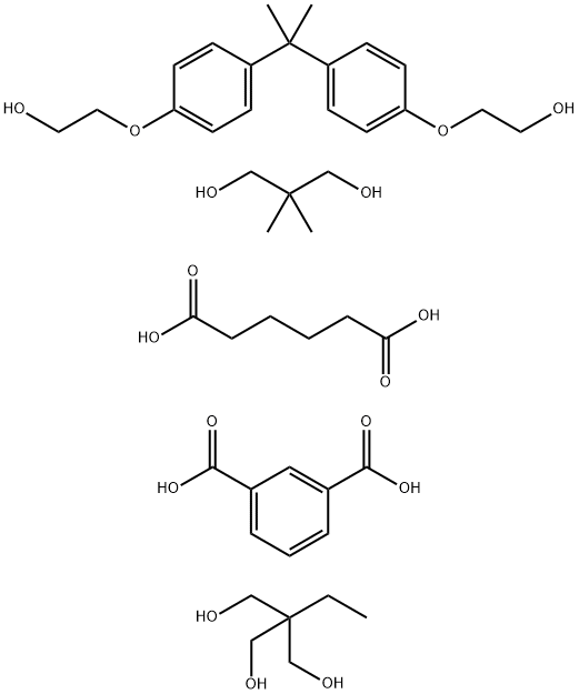 1,3-Benzenedicarboxylic acid, polymer with 2,2-dimethyl-1,3-propanediol, 2-ethyl-2-(hydroxymethyl)-1,3-propanediol, hexanedioic acid and 2,2'-[(1-methylethylidene) bis(4,1-phenyleneoxy)]bis[ethanol]分子式结构图