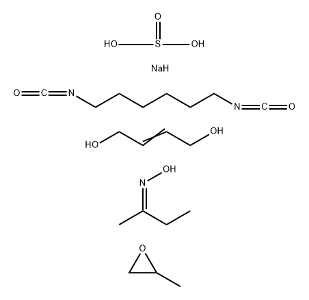 Sulfurous acid, monosodium salt, polymer with 2-butene-1,4-diol, 1,6-diisocyanatohexane and methyloxirane, Me Et ketone oxime-blocked分子式结构图