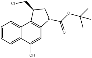 (R)-1-(氯甲基)-5-羟基-1,2-二氢-3H-苯并[E]吲哚-3-羧酸叔丁酯分子式结构图