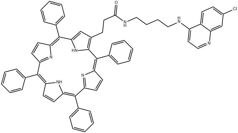 5,10,15,20-tetraphenyl-1-3-(4-(4-aminobutyl)-7-chloroquinoline)propioamidoporphine分子式结构图