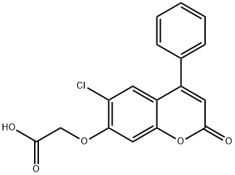 2-(6-氯-2-氧代-4-苯基-苯并吡喃-7-基)氧基乙酸分子式结构图