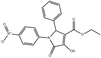 1-(4-Nitrophenyl)-4,5-dioxo-2-phenyl-3-pyrrolidinecarboxylic acid ethyl ester分子式结构图