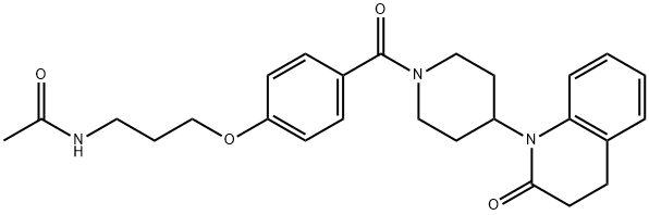 N-[3-[4-[[4-(3,4-二氢-2-氧代-1(2H)-喹啉基)-1-哌啶基]羰基]苯氧基]丙基]乙酰胺分子式结构图