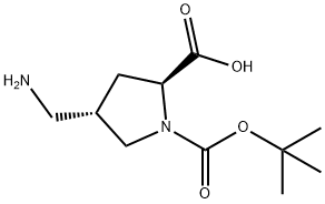 (2S,4S)-4-(氨基甲基)吡咯烷-1,2-二羧酸 1-叔丁酯分子式结构图