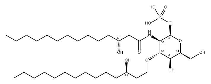 2-deoxy-2-(3-hydroxytetradecanamido)-3-O-(3-hydroxytetradecanyl)glucopyranosyl dihydrogen phosphate分子式结构图