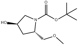 (2S,4R)-4-羟基-2-(甲氧基甲基)吡咯烷-1-羧酸叔丁酯分子式结构图