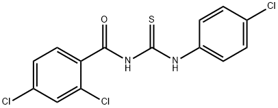 2,4-dichloro-N-{[(4-chlorophenyl)amino]carbonothioyl}benzamide分子式结构图