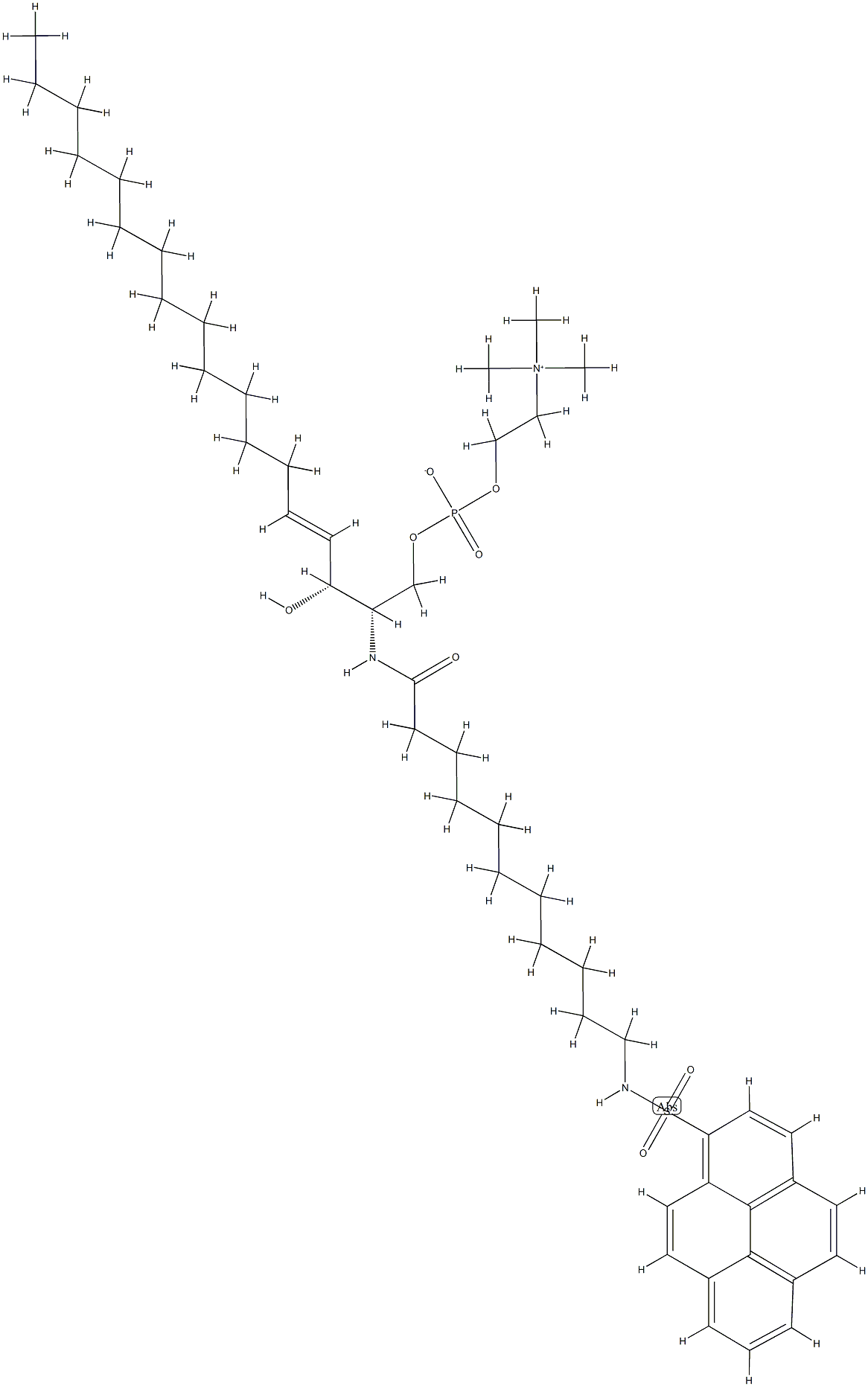 N-(11-(1-pyrene)sulfonylaminoundecanoyl)sphingomyelin分子式结构图