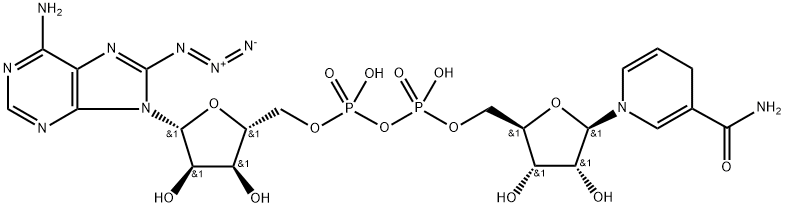 (2R,3S,4R,5R)-5-(6-氨基-8-叠氮基嘌呤-9-基)-3,4-二羟基四氢呋喃-2-基]甲基[[(2R,3S,4R,5R)-5-(3-氨基甲酰-4H-吡啶-1-基)-3,4-二羟基四氢呋喃-2-基]甲氧基-羟基磷酰]磷酸氢酯分子式结构图